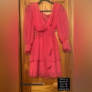 Long sleeve hot pink mini dress